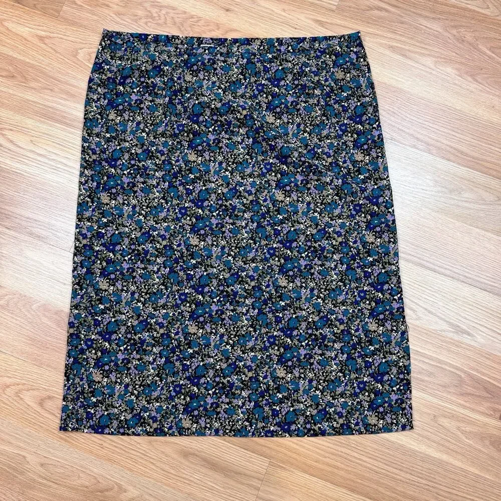 Womens Skirt Norton Mcnaughton Vintage Floral Medium 90s Blue Purple Cottagecore